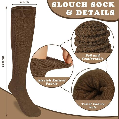 Justay 4 Pairs Slouchy Socks for Women, Scrunch Boot Long Knee High Knit Tube Athletic Slouch Socks for Woman in Kuwait