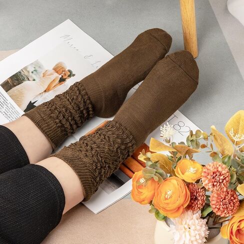 Justay 4 Pairs Slouchy Socks for Women, Scrunch Boot Long Knee High Knit Tube Athletic Slouch Socks for Woman in Kuwait