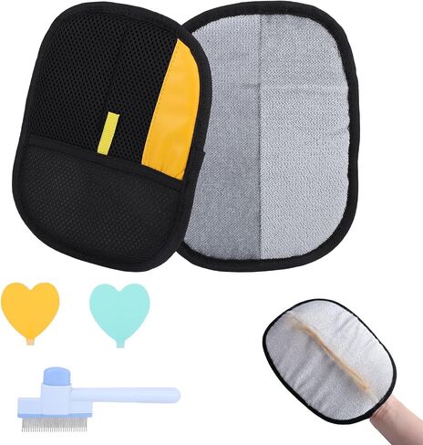 2pcs Hair Removal Mitt Gloves for Pet, Dog Hair Static Removal Gloves Reusable Double Sided Electrostatic Cat Grooming Remover Tool Supplies for Floor Couch, Carpet, Car Seat, Furniture in Saudi Arabia