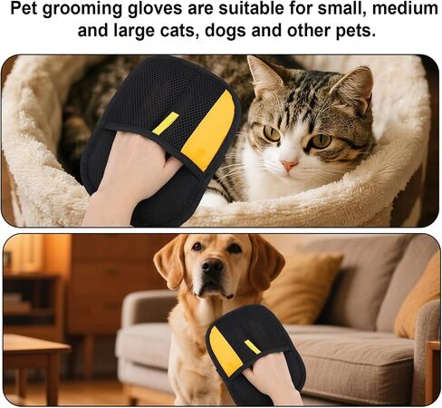 2pcs Hair Removal Mitt Gloves for Pet, Dog Hair Static Removal Gloves Reusable Double Sided Electrostatic Cat Grooming Remover Tool Supplies for Floor Couch, Carpet, Car Seat, Furniture in Saudi Arabia