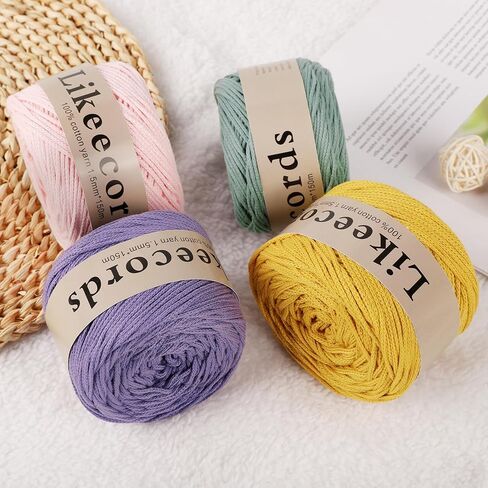 LikeEcords 100 ٪ قطن Macrame الحبل 1.5 مم × 330 ياردة (300 متر) 1.5m Macrame Yarn Crochet Macrame Bag Clord للأكياس والزخارف المنزلية (Beige) in Kuwait