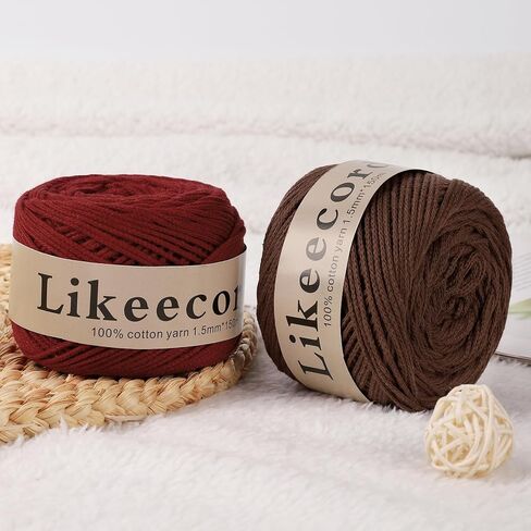 LikeEcords 100 ٪ قطن Macrame الحبل 1.5 مم × 330 ياردة (300 متر) 1.5m Macrame Yarn Crochet Macrame Bag Clord للأكياس والزخارف المنزلية (Beige) in Kuwait