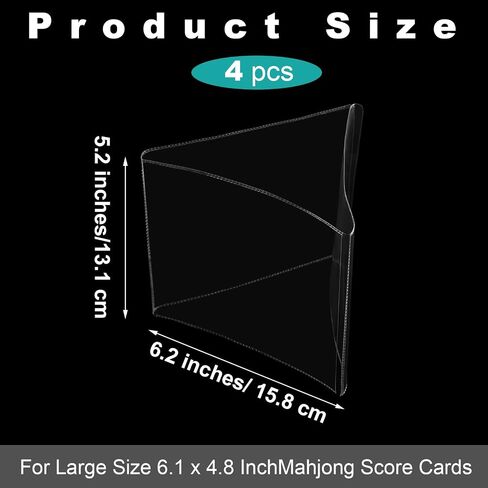 4 Pcs 2025 Mahjong Card Protector Cover Holder Accessories 6 1/8" X4 3/4" Plastic Clear Large Scorecard Cover Mahjong Sleeve Case Gifts Fit Large Print Size(4 Pcs) in Saudi Arabia