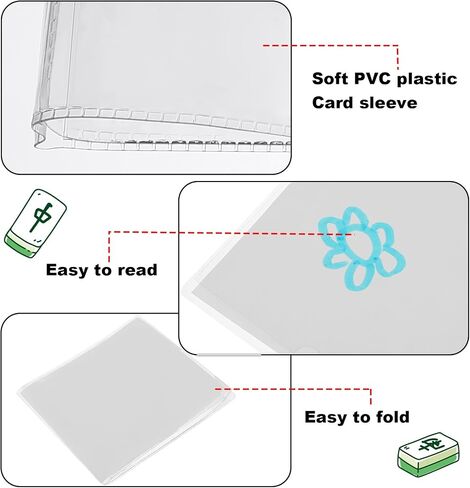 4 Pcs 2025 Mahjong Card Protector Cover Holder Accessories 6 1/8" X4 3/4" Plastic Clear Large Scorecard Cover Mahjong Sleeve Case Gifts Fit Large Print Size(4 Pcs) in Saudi Arabia