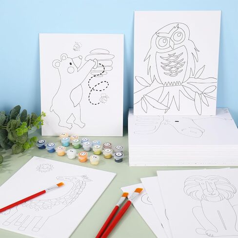 20Pcs Pre Drawn Canvas for Painting for Boys Girls Animal Pre Printed Canvas with Pictures to Paint Gift for Kids Beginners Students DIY Paint Art Supplies, 8 x 10 Inch in Saudi Arabia