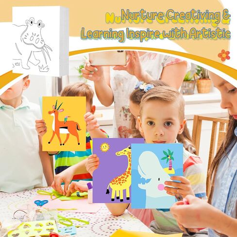 20Pcs Pre Drawn Canvas for Painting for Boys Girls Animal Pre Printed Canvas with Pictures to Paint Gift for Kids Beginners Students DIY Paint Art Supplies, 8 x 10 Inch in Saudi Arabia