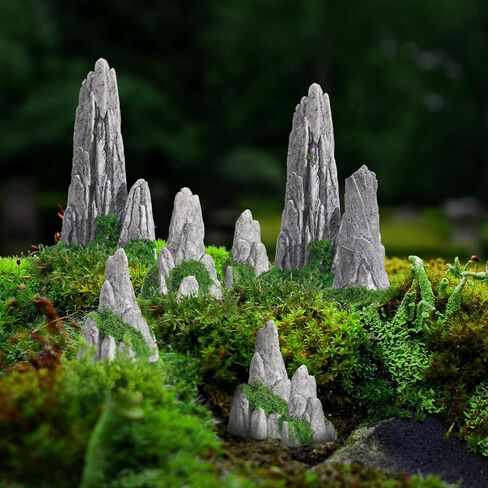 Nolitoy 8pcs Mini Rockery for Bonsai: Zen Garden Association Mountain Landscape التماثيل لعرض المكتب المنزلي in Kuwait
