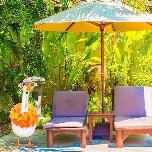 Summer white goose straw hat garland eyewear set, lawn terrace statue clothes straw hat and Hawaiian beach vacation garland outfit (Orange suit) in Saudi Arabia