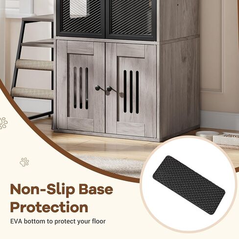 Garvee Double Cat Sterter Box Fence مع سلم ، منزل مزدوج القطط مع مساحة تخزين ، أثاث صندوق فضلات مغلق ، أبيض in Kuwait