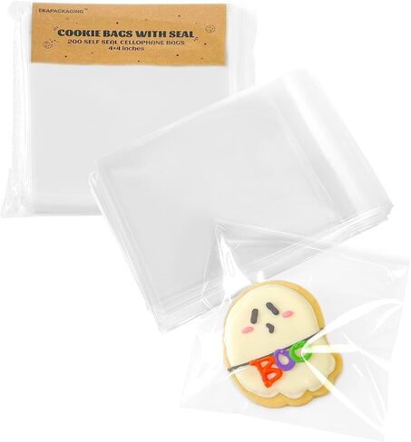 EKAPACKAGING 200Pcs 2x10 Inches Self Sealing Cellophane Bags Clear Pretzel Rod Bags for Treat, Candy Melts, Cookie, Popsicle, Ice Pop in Kuwait