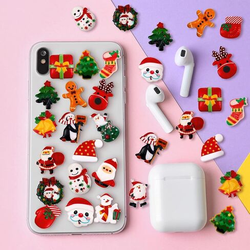 100 قطعة سحر راتنجات عيد الميلاد للحرف اليهمية Flatback Slime Charm حبات الراتنجات لوازم الزخارف المصغرة زينة الحرف اليدوية لـ DIY Scrapbooking المجوهر in Saudi Arabia
