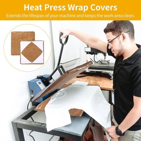 4 Pcs Heat Press Wrap Covers, 15x15" Non-Stick Heat Press Platen Sheets, Heat Resistant Protective Mats, Reusable Pads for Sublimation Machines, Easy to Clean in Saudi Arabia