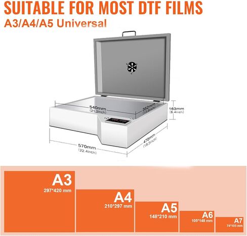 DTF Oven ، A3/A4/A5/A3+ DTF Dryer 13x19 Inch ، فيلم نقل DTF مع التحكم في درجة الحرارة (0-300 ℃) والتحكم في الوقت لنقل القمصان القمصان in Kuwait