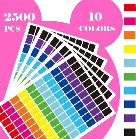 YSHIHE Colored Labels 2500 Pcs - 10 Color Stickers 1/2" x 3/4" Price Sticker for File Folder Tabs, Garage Sale, Price tag etc in Kuwait