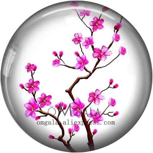 New 2026 Beautiful Pink Peach Blossom Flowers Pattern 12Mm/18Mm/20Mm/25Mm Round Photo Glass Cabochon Demo Flat Back Jewelry Fashion Accessories Creative Gift in Saudi Arabia