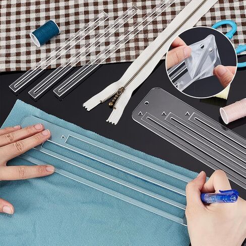 PH PandaHall 6pcs Acrylic Zipper Pocket Template, 7/8/9Inch Zipper Making Templates Clear Zipper Template for Beginners Wallets Jackets Curve Bag Zip Pocket DIY Crafts Sewing Accessory in Saudi Arabia