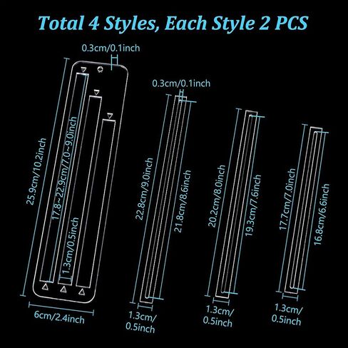 PH PandaHall 6pcs Acrylic Zipper Pocket Template, 7/8/9Inch Zipper Making Templates Clear Zipper Template for Beginners Wallets Jackets Curve Bag Zip Pocket DIY Crafts Sewing Accessory in Saudi Arabia