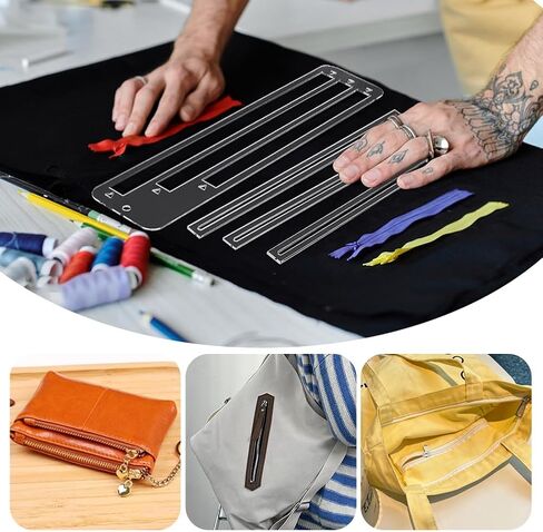 PH PandaHall 6pcs Acrylic Zipper Pocket Template, 7/8/9Inch Zipper Making Templates Clear Zipper Template for Beginners Wallets Jackets Curve Bag Zip Pocket DIY Crafts Sewing Accessory in Saudi Arabia