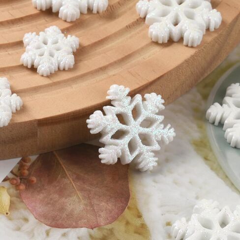Miniature Resin Snowflakes, 60 Pcs 3 Sizes White Glitter Mini Snowflake Flatback Embellishments for Christmas DIY Crafts Accessories Winter Party Scrapbooking Phone Cases in Saudi Arabia