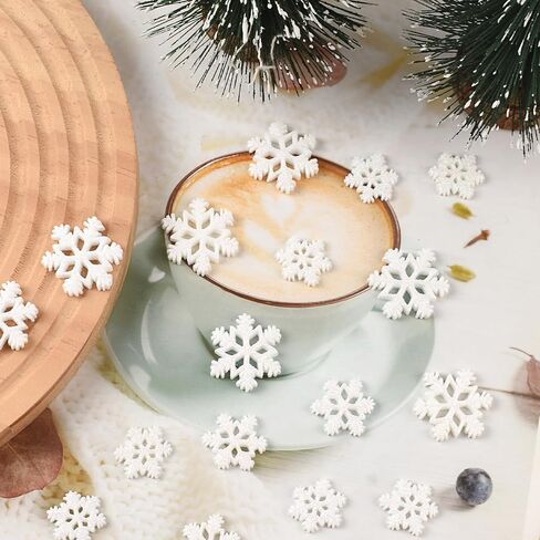 Miniature Resin Snowflakes, 60 Pcs 3 Sizes White Glitter Mini Snowflake Flatback Embellishments for Christmas DIY Crafts Accessories Winter Party Scrapbooking Phone Cases in Saudi Arabia
