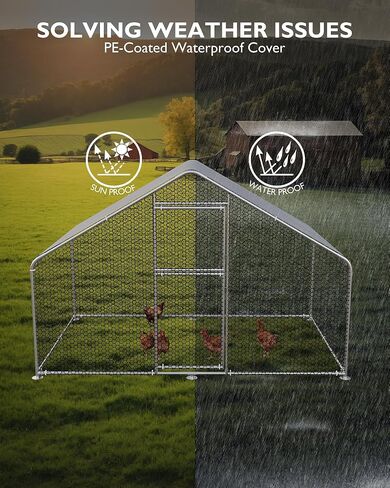 Large Outdoor Dog Kennel, Big Outside Dog House, Heavy Duty Dog Run Enclosure Playpen Coop Fence with Waterproof and Anti-UV Cover Roof, 9.8 x 6.6 x 6.4 Ft in Saudi Arabia