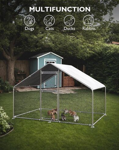 Large Outdoor Dog Kennel, Big Outside Dog House, Heavy Duty Dog Run Enclosure Playpen Coop Fence with Waterproof and Anti-UV Cover Roof, 9.8 x 6.6 x 6.4 Ft in Saudi Arabia