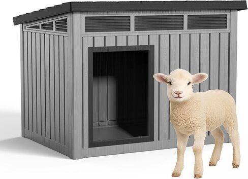 Drato Outdoor Dog and Goat House - Resin All -Weather Dog House Outdoor ، Cennel Dage Dog Ethiber for Backyder ، Farm ، Pettorure in Kuwait