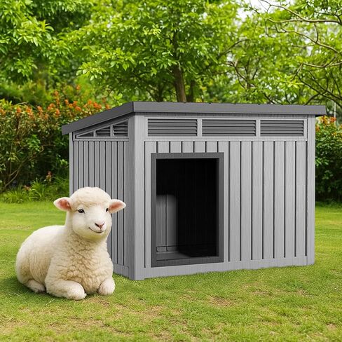 Drato Outdoor Dog and Goat House - Resin All -Weather Dog House Outdoor ، Cennel Dage Dog Ethiber for Backyder ، Farm ، Pettorure in Kuwait