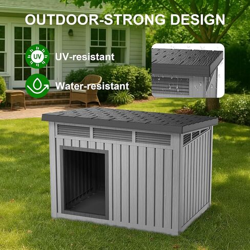 Drato Outdoor Dog and Goat House - Resin All -Weather Dog House Outdoor ، Cennel Dage Dog Ethiber for Backyder ، Farm ، Pettorure in Kuwait