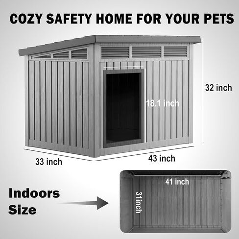 Drato Outdoor Dog and Goat House - Resin All -Weather Dog House Outdoor ، Cennel Dage Dog Ethiber for Backyder ، Farm ، Pettorure in Kuwait