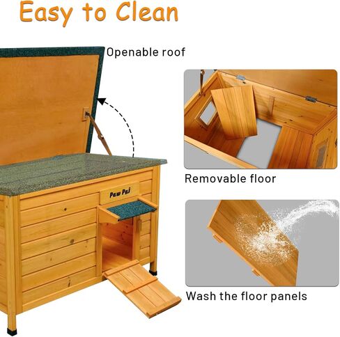 Outdoor Cat House, Weatherproof Wodeen Cat Shelter with Elevated Floor, Openable Roof for Feral Cats, Small Animals and Small to Medium Dogs in Saudi Arabia