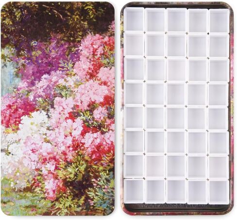 Portable Watercolor Tins Paint Palette with 40Pcs Empty Half Pans and Magnetic Squares, Small Travel Metal Paint Box with Acrylics Painting Art Drawing. FlowerSea in Kuwait