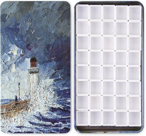 Portable Watercolor Tins Paint Palette with 40Pcs Empty Half Pans and Magnetic Squares, Small Travel Metal Paint Box with Acrylics Painting Art Drawing. FlowerSea in Kuwait