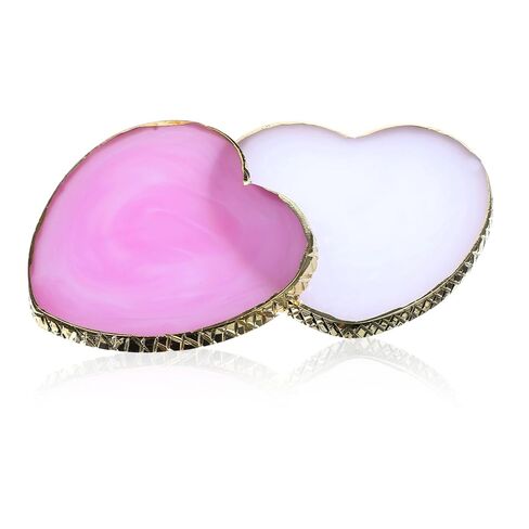 WJIAAA Resin Nail Art Palette,2PCS Heart-Shaped Resin Nail Art Palette Nails Painting Mixing Tray with Gold Edge Display Board Purple White Polish Plate Makeup Plate Cosmetic Mixing Tools DIY Manicure in Saudi Arabia