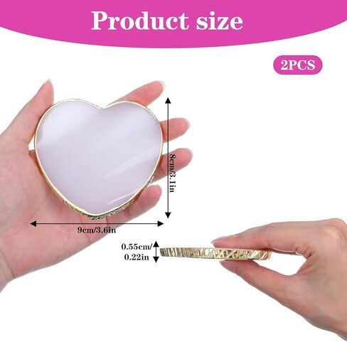 WJIAAA Resin Nail Art Palette,2PCS Heart-Shaped Resin Nail Art Palette Nails Painting Mixing Tray with Gold Edge Display Board Purple White Polish Plate Makeup Plate Cosmetic Mixing Tools DIY Manicure in Saudi Arabia