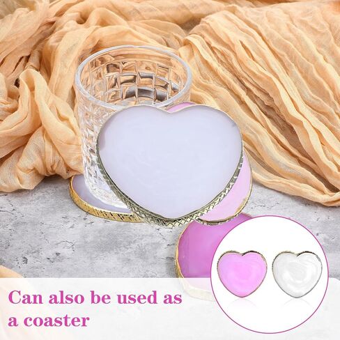 WJIAAA Resin Nail Art Palette,2PCS Heart-Shaped Resin Nail Art Palette Nails Painting Mixing Tray with Gold Edge Display Board Purple White Polish Plate Makeup Plate Cosmetic Mixing Tools DIY Manicure in Saudi Arabia