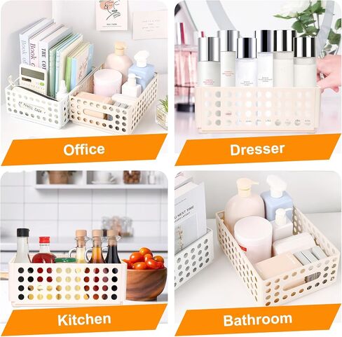 Sayeec 2 Pack Mini Foldable Plastic Catkets لتنظيم قفص قابلة للطي مع مقبض مخزن قابلة للتكديس صندوق تخزين صغير مربع حاوية Caddy Desk Derver for Home Office Class (White) in Kuwait