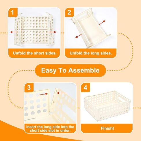 Sayeec 2 Pack Mini Foldable Plastic Catkets لتنظيم قفص قابلة للطي مع مقبض مخزن قابلة للتكديس صندوق تخزين صغير مربع حاوية Caddy Desk Derver for Home Office Class (White) in Kuwait