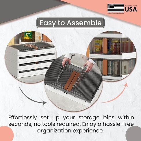 Wondersome Collapsible Storage Bins - 6-Pack of Extra-Large 19-Gallon/76-Quart Stackable Wheeled Clothing, Shoe, Bedroom, Office Organizer - Foldable Containers - Assembles in Second - US-Based Brand in Saudi Arabia
