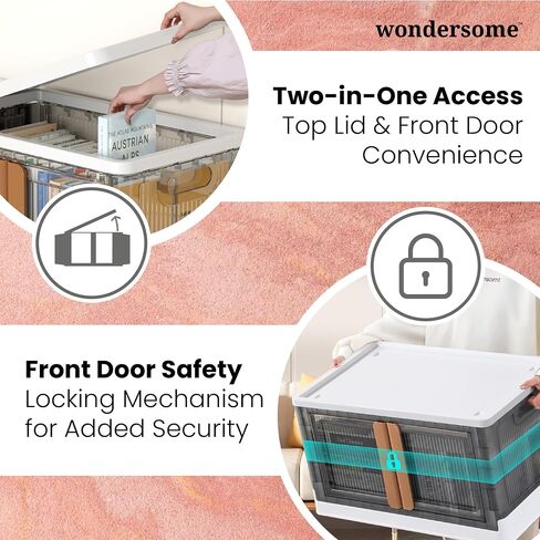 Wondersome Collapsible Storage Bins - 6-Pack of Extra-Large 19-Gallon/76-Quart Stackable Wheeled Clothing, Shoe, Bedroom, Office Organizer - Foldable Containers - Assembles in Second - US-Based Brand in Saudi Arabia