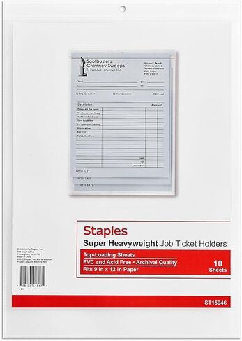 Staples Super Heavy Weight Job Ticket Holder, 9-inch x 12-inch, Clear, 10/Pack (15946-CC) in Kuwait