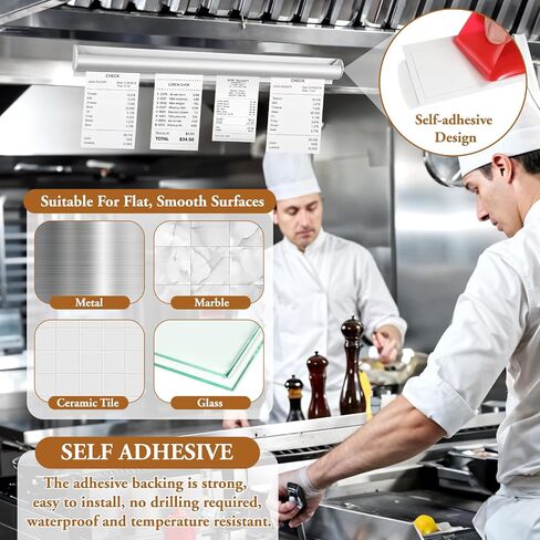 4 Pcs Restaurant Ticket Holder Strip, 16 Inch No Drill Restaurant Order Ticket Holder with Pen Slots Aluminum Slide Check Rack Receipt Organizer for Kitchen Office Cafes Bars in Saudi Arabia