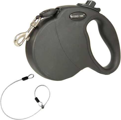16Ft Chew Proof Retractable Dog Leash Anti-Chewing Wire Ropes Hands-Free Adjustable Safety Lock Durable Nylon Belt for Medium Dogs Black M in Saudi Arabia