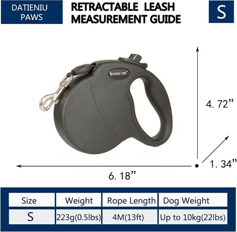 16Ft Chew Proof Retractable Dog Leash Anti-Chewing Wire Ropes Hands-Free Adjustable Safety Lock Durable Nylon Belt for Medium Dogs Black M in Saudi Arabia