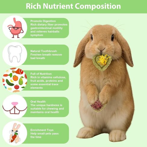 40PCS Timothy Hay Treats Bunny Rabbit Toys for Boredom, Handmade Guinea Pig Chew Treats Toys, Chinchilla Chews for Teeth Small Animals Hamster Rat Gerbil in Saudi Arabia