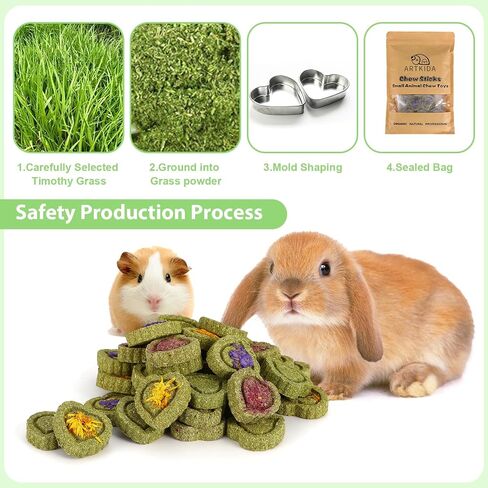 40PCS Timothy Hay Treats Bunny Rabbit Toys for Boredom, Handmade Guinea Pig Chew Treats Toys, Chinchilla Chews for Teeth Small Animals Hamster Rat Gerbil in Saudi Arabia