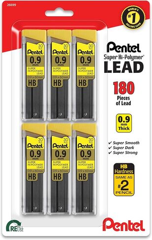Pentel Super Hi-Polymer Lead levill 0.9 HB BP 6 Pack (C29BPHB6) in Kuwait
