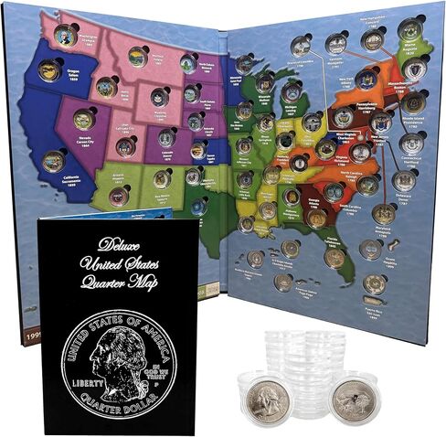 Deluxe State Quarter Collection Folder - Removable Capsules for Easy & Safe Storage - Built With Premium Foam – 1999-2009, 50 States & 6 Territories in Saudi Arabia