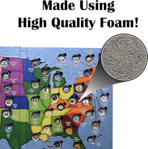 Deluxe State Quarter Collection Folder - Removable Capsules for Easy & Safe Storage - Built With Premium Foam – 1999-2009, 50 States & 6 Territories in Saudi Arabia