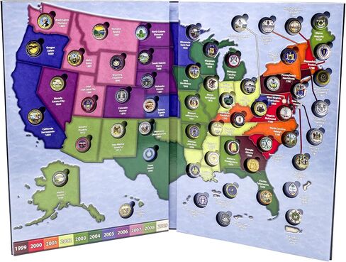 Deluxe State Quarter Collection Folder - Removable Capsules for Easy & Safe Storage - Built With Premium Foam – 1999-2009, 50 States & 6 Territories in Saudi Arabia